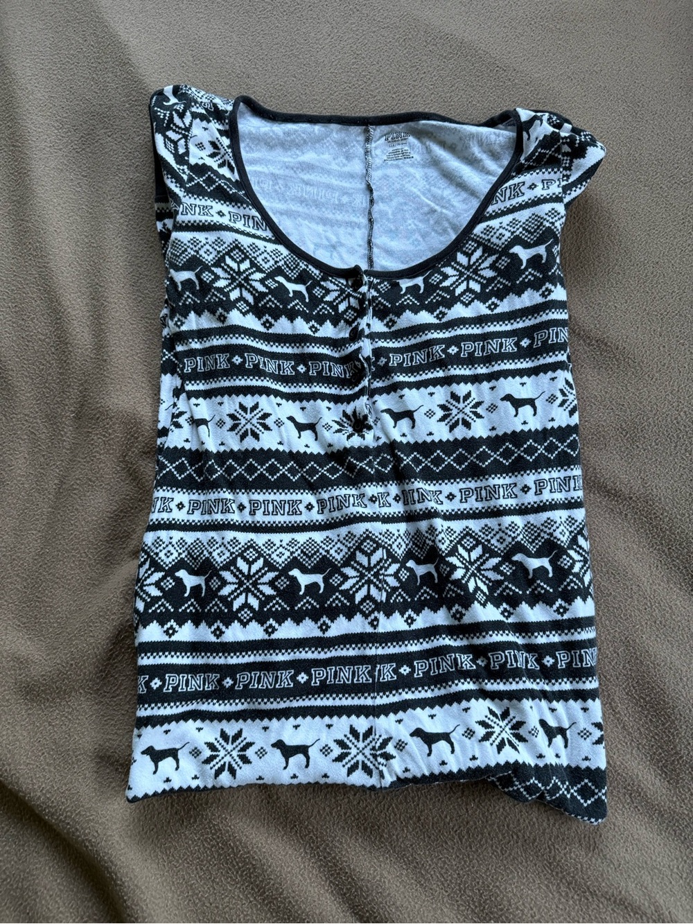 Victoria's Secret PINK Black and White Fair Isle Tank Top